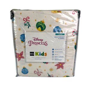 Disney Princess Holiday Heavyweight Flannel Twin Sheet Set The Big One NEW Gift